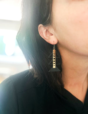 Black Triangle Moon Phase Earrings **LIMITED RELEASE**