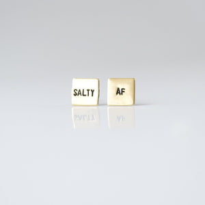 SALTY AF, Hand Stamped Earrings