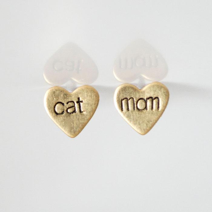 cat mom, Heart Earrings