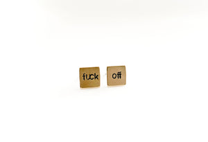 fuck off, Square Hand Stamped Earrings