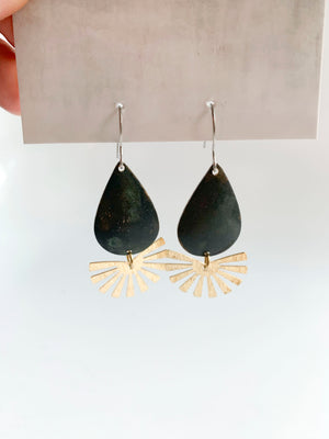 Black Patina Sunburst Dangle Earrings - LIMITED RELEASE
