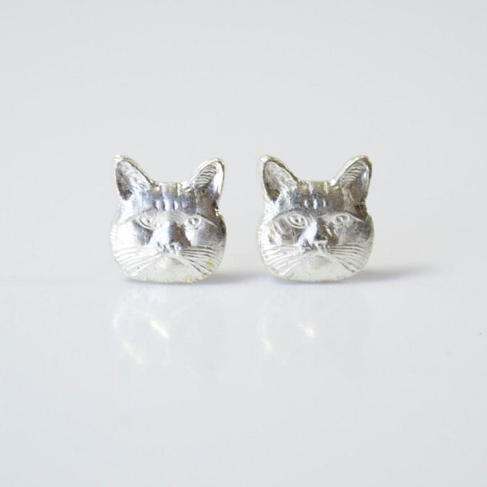 SILVER Cat Earrings