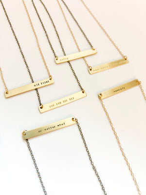 Custom Hand Stamped Bar Necklace **NEW CHAIN**