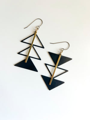 Black Triangles, divided Earrings **LIMITED RELEASE**