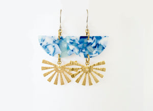 Geometric Dangly Earrings, Semi-Circle Sun Bursts **LIMITED RELEASE**