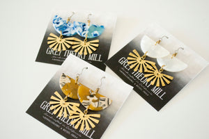 Geometric Dangly Earrings, Semi-Circle Sun Bursts **LIMITED RELEASE**