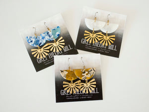 Geometric Dangly Earrings, Semi-Circle Sun Bursts **LIMITED RELEASE**