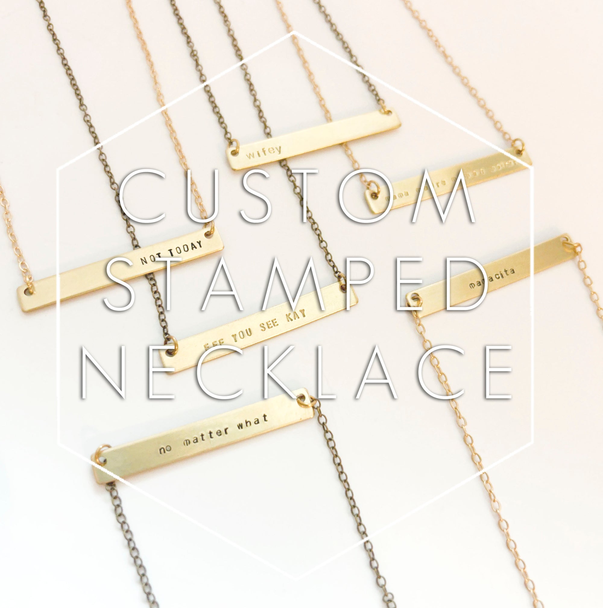 Custom Hand Stamped Bar Necklace **NEW CHAIN**