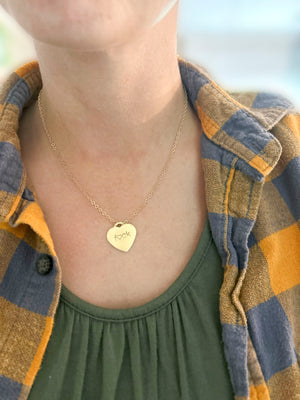 Custom Hand Stamped Heart or Circle Necklaces **NEW CHAIN**