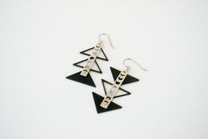 Black Triangle Moon Phase Earrings in Silver **LIMITED RELEASE**