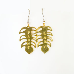 Plant Lady Monstera Dangle Earrings made with hypoallergenic earring hooks