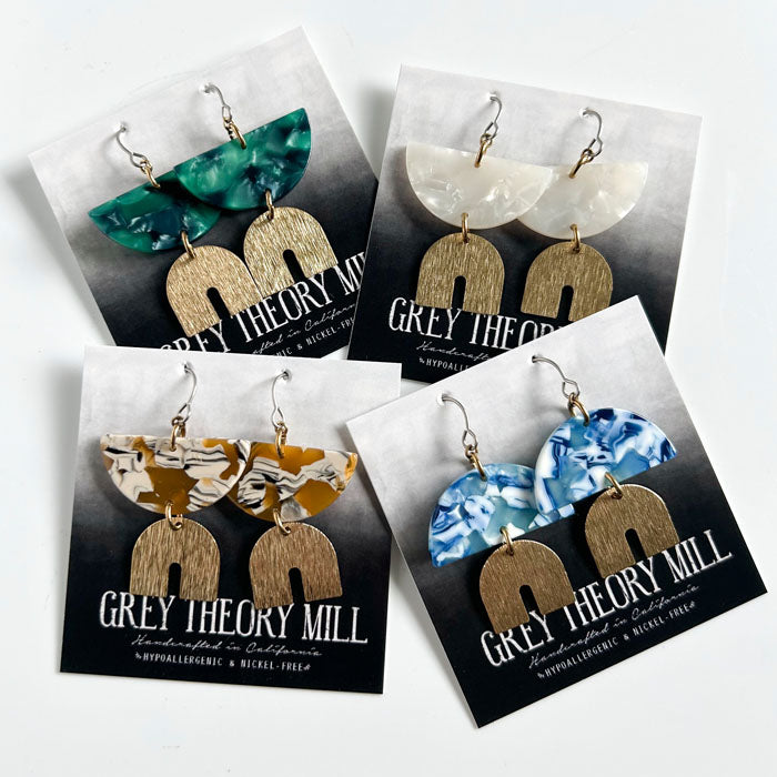 Geometric Dangly Earrings, Semi-Circle + Arch  **LIMITED RELEASE**