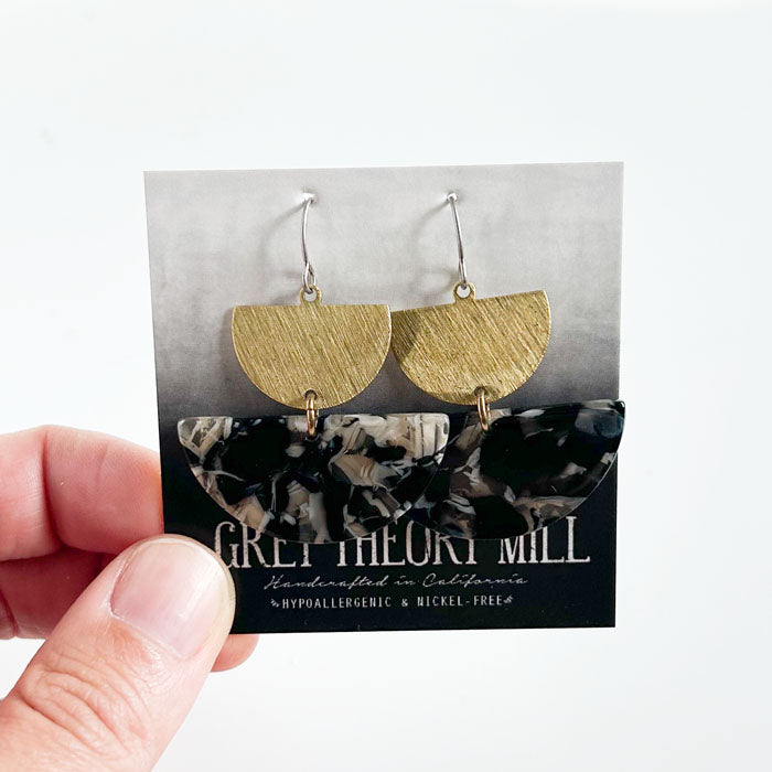Acetate Semi-Circle Earrings in Stormy Night **LIMITED RELEASE**