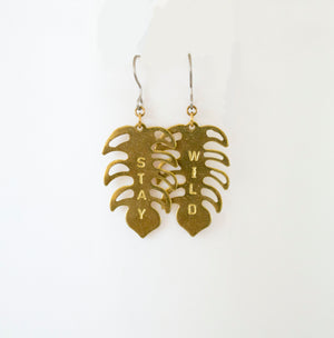 STAY WILD Monstera Dangle Earrings made with hypoallergenic earring hooks