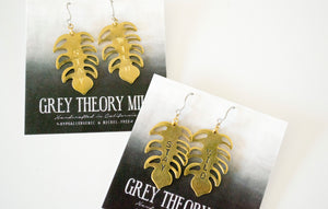 STAY WILD Monstera Dangle Earrings made with hypoallergenic earring hooks