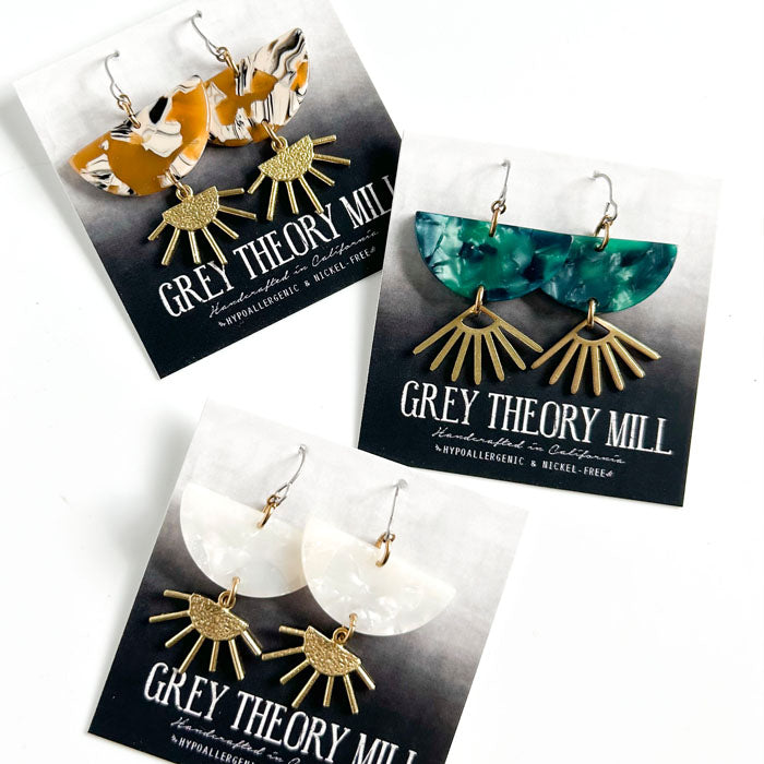 Sunburst Dangle Earrings in yellow, white or green **LIMITED RELEASE**