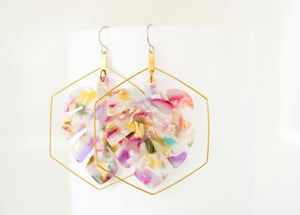 Tortoise Shell Monstera Acetate Dangle Earrings in PISTACHIO or WATERCOLOR - LIMITED RELEASE