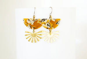 Geometric Dangly Earrings, Semi-Circle Sun Bursts **LIMITED RELEASE**