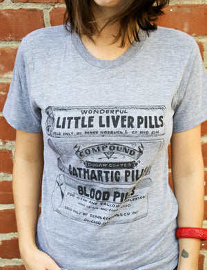 Pill Box T-Shirt (Grey), printed on American Apparel