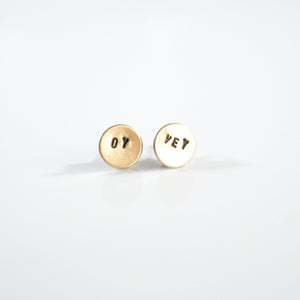 OY VEY, Hand Stamped Earrings