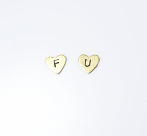 F U, Heart Earrings