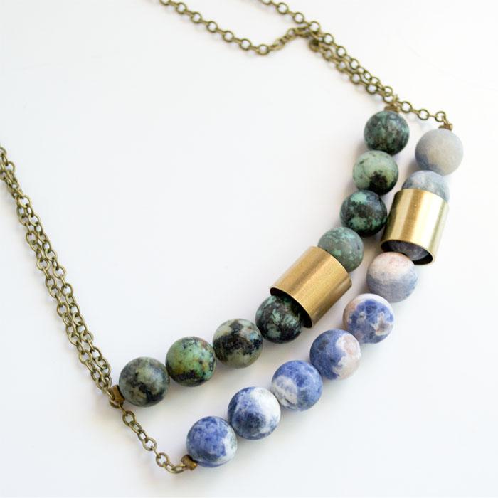 Movement & Sound Beaded Necklace, Turquoise or Sodalite
