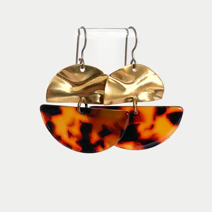 Semi-Circle Tortoise Acetate Dangle Earrings
