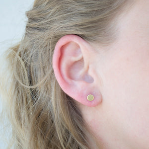 Tiny Crescent Moon Stamped Circle Earrings -- LIMITED RELEASE