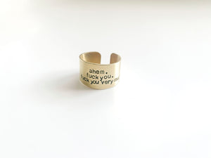 ahem. fuck you. fuck you very much, Hand Stamped brass ring