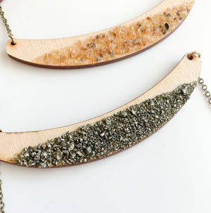 Crushed Crystal Necklace in Pyrite, Citrine, Amber, & Abalone **LIMITED RELEASE**