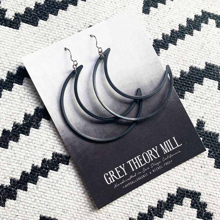 Dark Moon Dangle Earrings - made w/hypoallergenic titanium earring hooks