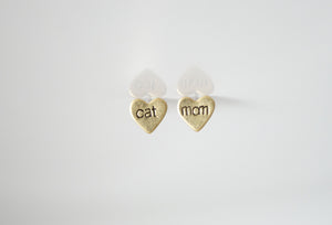 cat mom, Heart Earrings