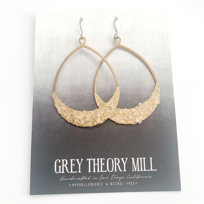 Crushed Citrine Hoop Dangle Earrings - LIMITED RELEASE