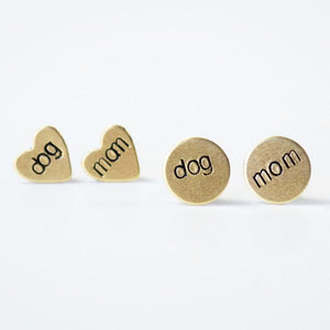 dog mom earrings, Heart or Circle