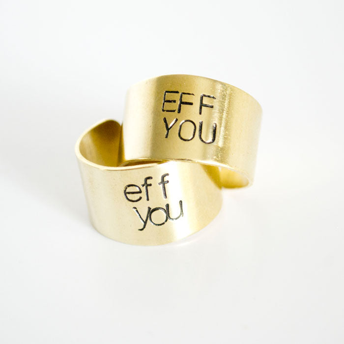 FUCK YOU, Hand Stamped Brass Ring