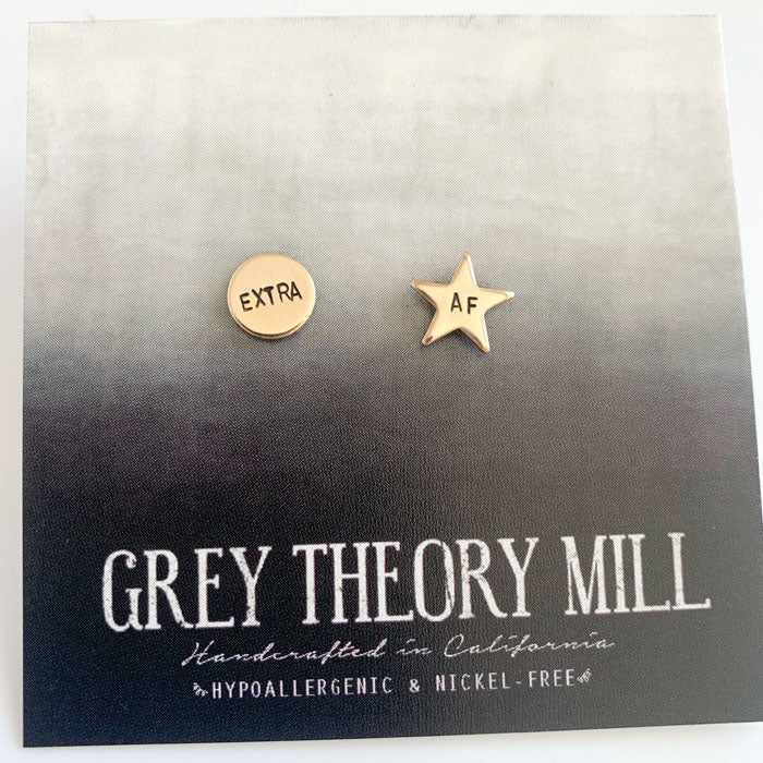 EXTRA AF, Circle & Star Hand Stamped Earrings -- LIMITED RELEASE