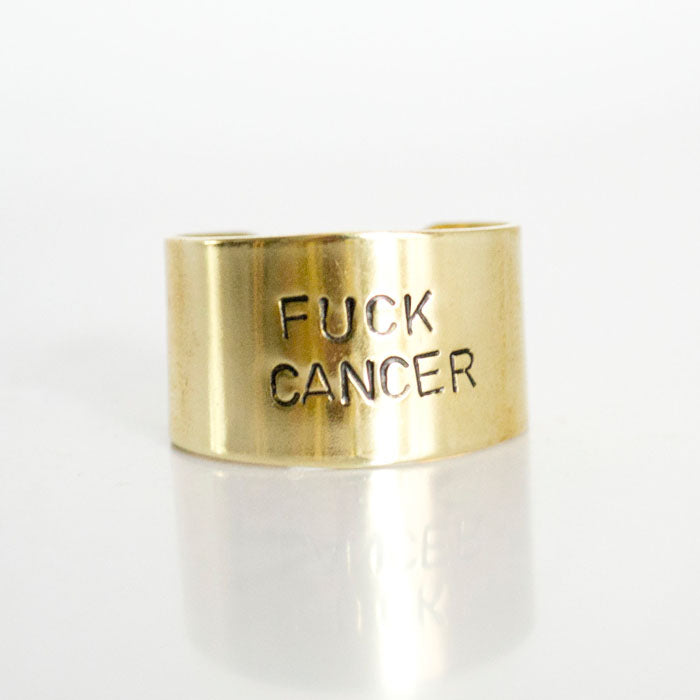 FUCK CANCER, Hand Stamped Brass Ring