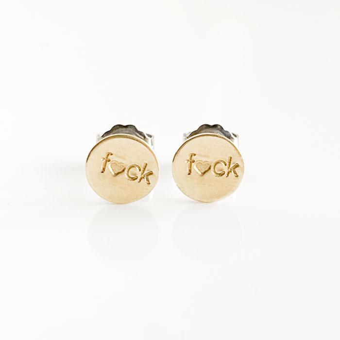 fuck Earrings – Snarky, Funny, Hypoallergenic Gold Circle Earrings