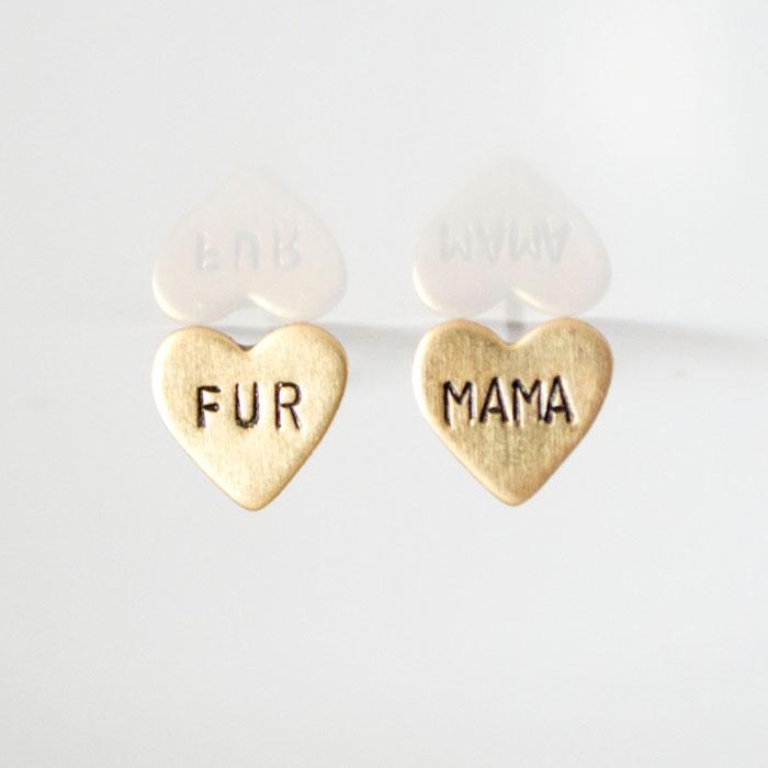 FUR MAMA, Heart Earrings