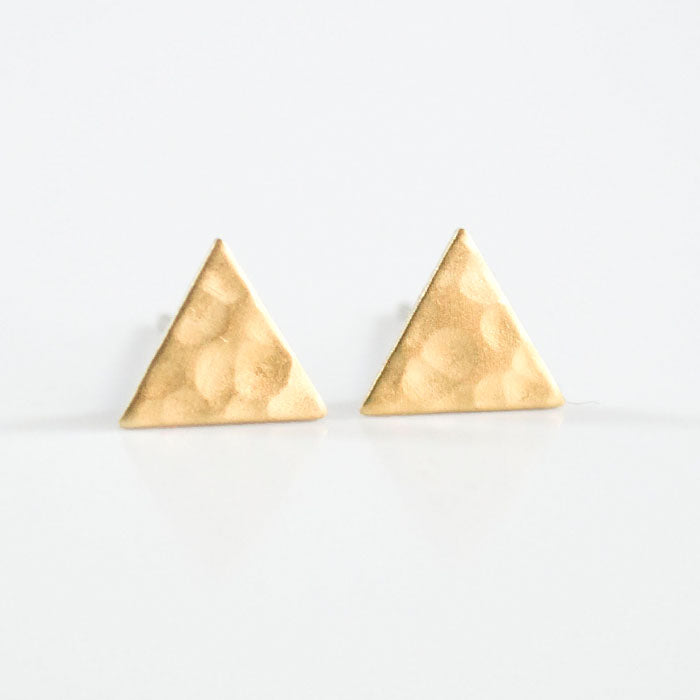 Minimalist Triangle Stud Earrings – Hypoallergenic Brass Geometric Studs