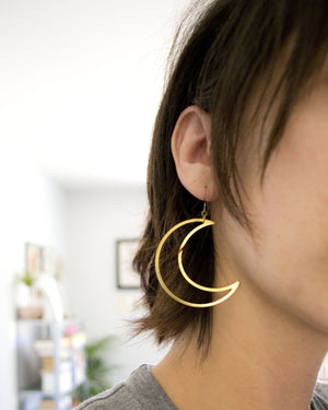 Dark Moon Dangle Earrings - made w/hypoallergenic titanium earring