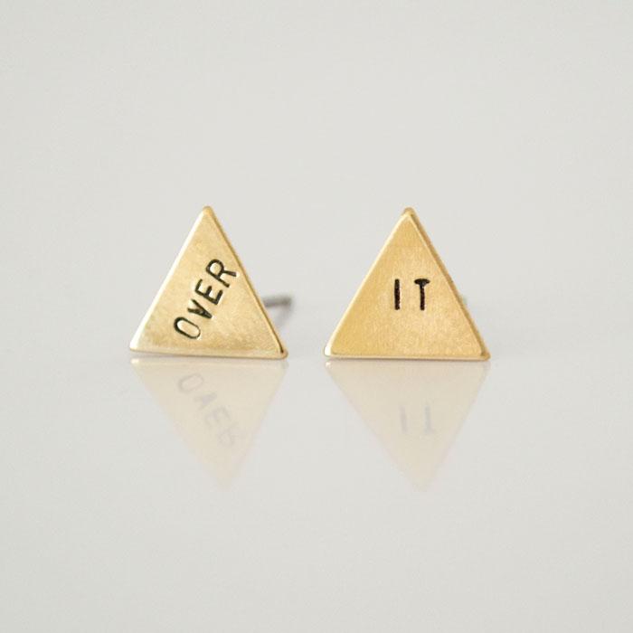 OVER IT, Triangle Hand Stamped Earrings