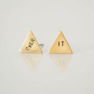 OVER IT, Triangle Hand Stamped Earrings