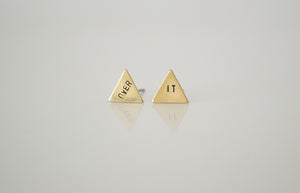 OVER IT, Triangle Hand Stamped Earrings