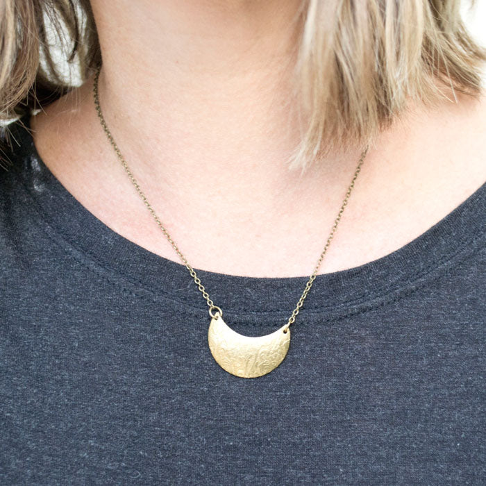 Patterned Moon Necklace --LIMITED RELEASE