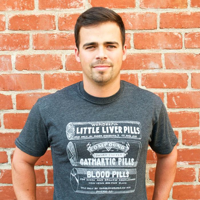 Pill Box T-Shirt, printed on American Apparel