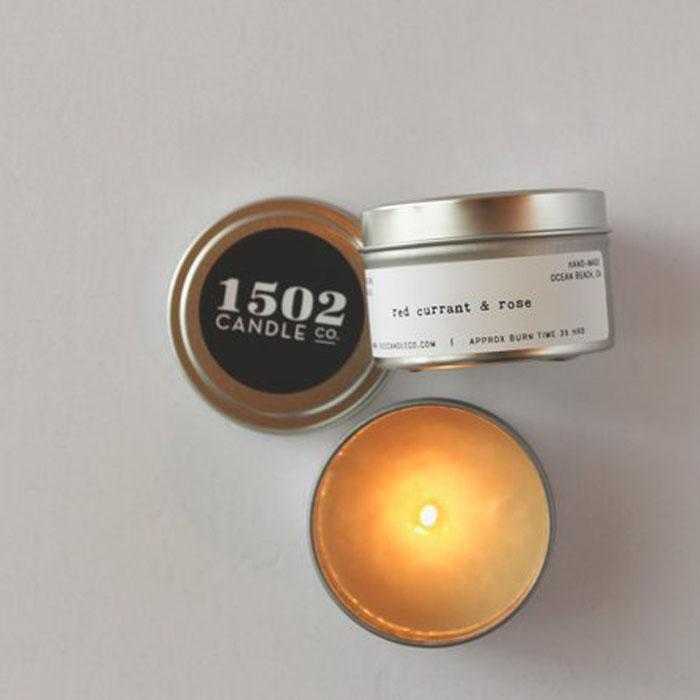 red currant & rose soy candle - 6oz travel tin
