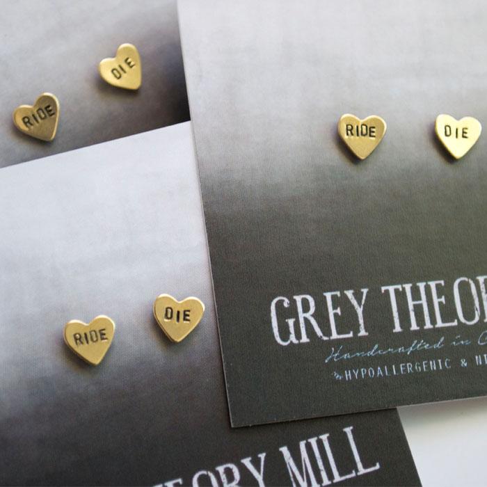 BESTIE GIFTS! RIDE DIE, Heart Earrings 2 pair +