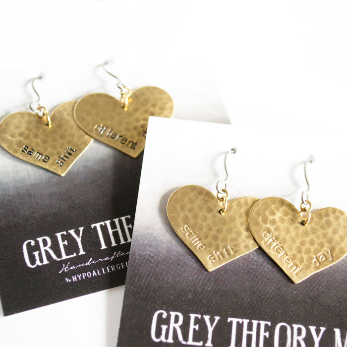 same shit different day, Heart Dangle Earrings