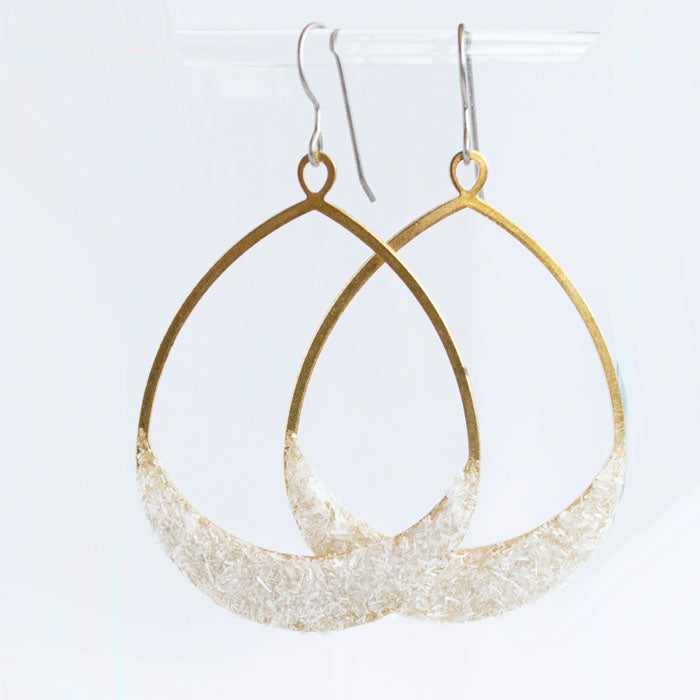 Crushed Selenite Hoop Dangle Earrings - LIMITED RELEASE